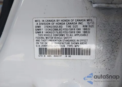 2011 Acura Mdx Technology Package z USA, uszkodzony, nr VIN 2HNYD2H67BH510124
